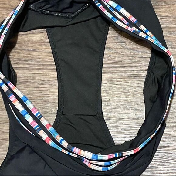 Black and Multicolor Striped Women's Swim Set 2 Piece Halter Neckline Size XL - Picture 14 of 14